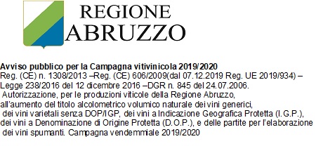 Avviso pubblico per la Campagna vitivinicola 2019/2020